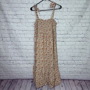 Sonoma Maternity Knot Shoulder Maxi dress floral size XL Boho Cottagecore Beach